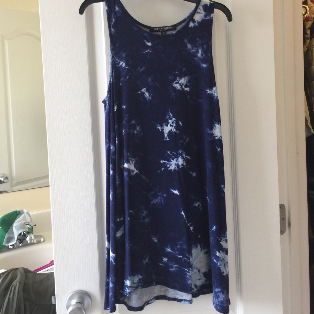 Navy blue tie dye shift dress