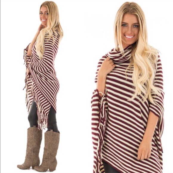 🚨SALE🚨EMMALEE fringe poncho - BLACK - Picture 2 of 2