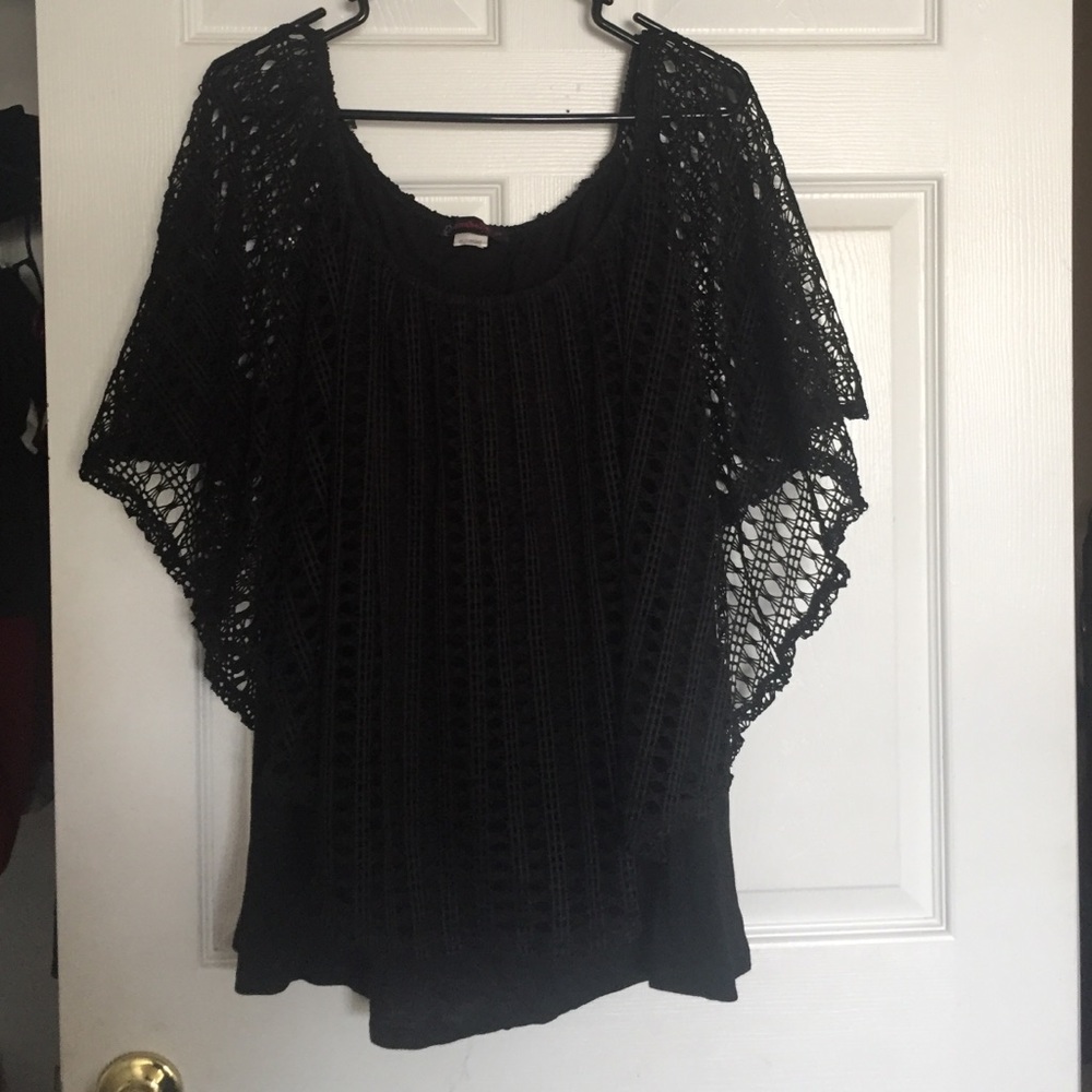 Black Shirt with crochet overlay