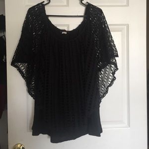 Black Shirt with crochet overlay