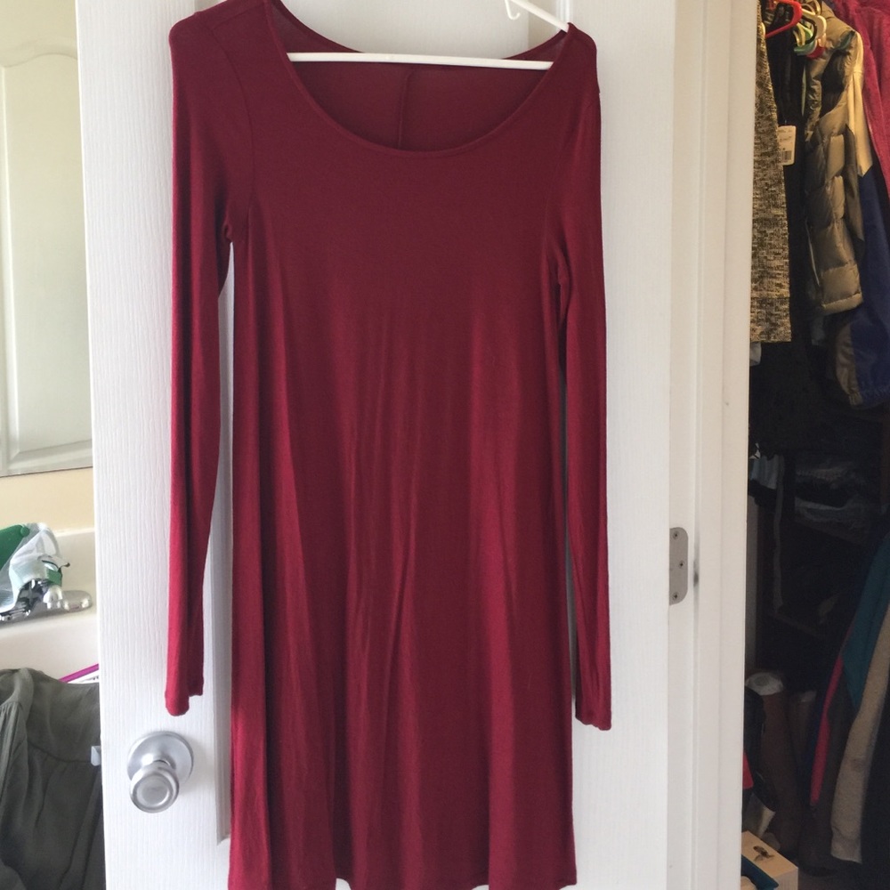 Long red shift dress