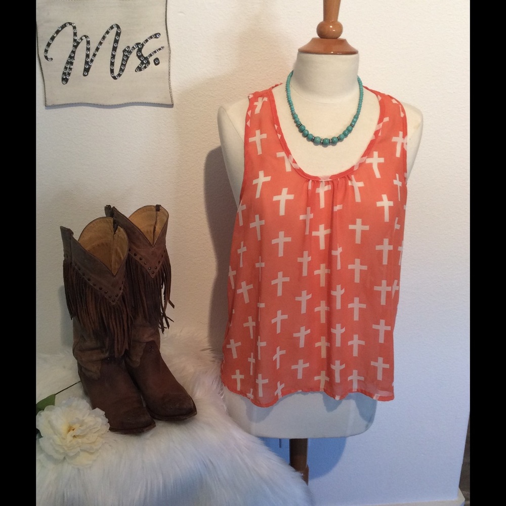 Sheer Racerback W/ Crosses