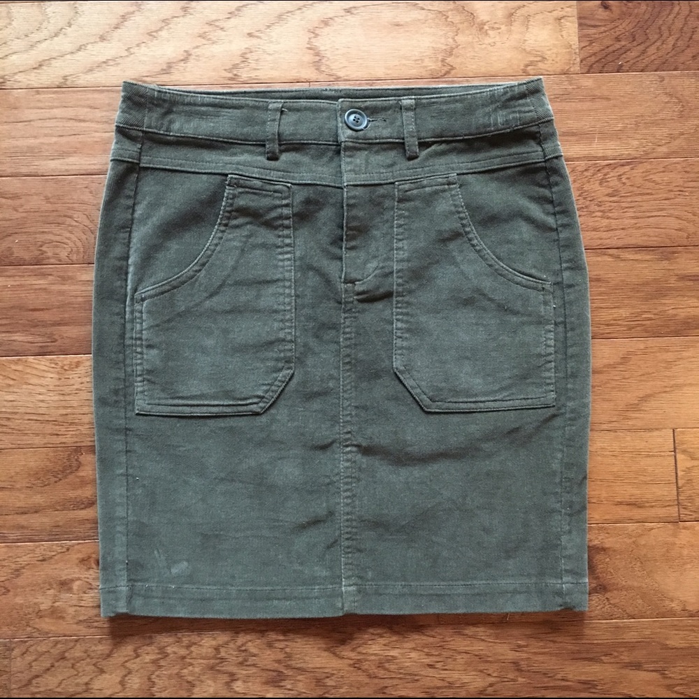 Olive Green Corduroy Mini Skirt Fall Winter Spring