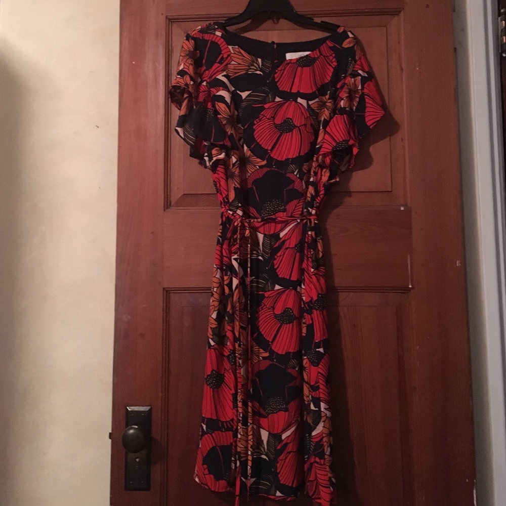 LOFT flutter sleeve midi dress