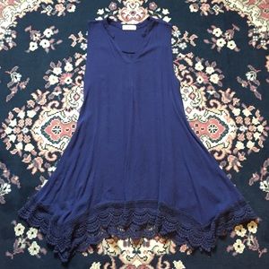Midnight crochet trimmed swing dress