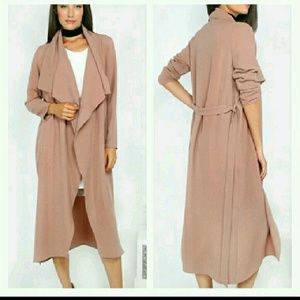 Mauve Long Sleeve Duster Coat
