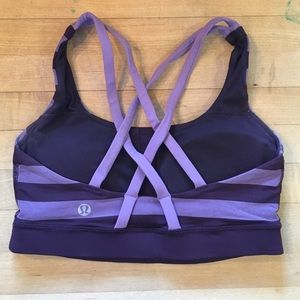Lululemon purple striped sports bra