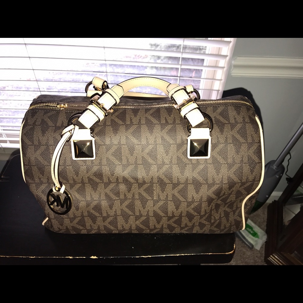 Michael Kors MK Grayson Brown Satchel Purse large