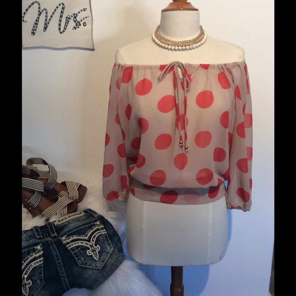 Polka Dot Off The Should Blouse