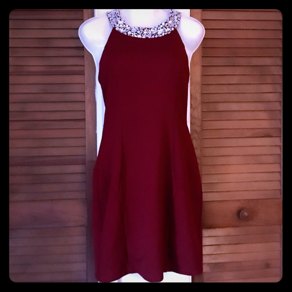 Beaded Burgundy Dress