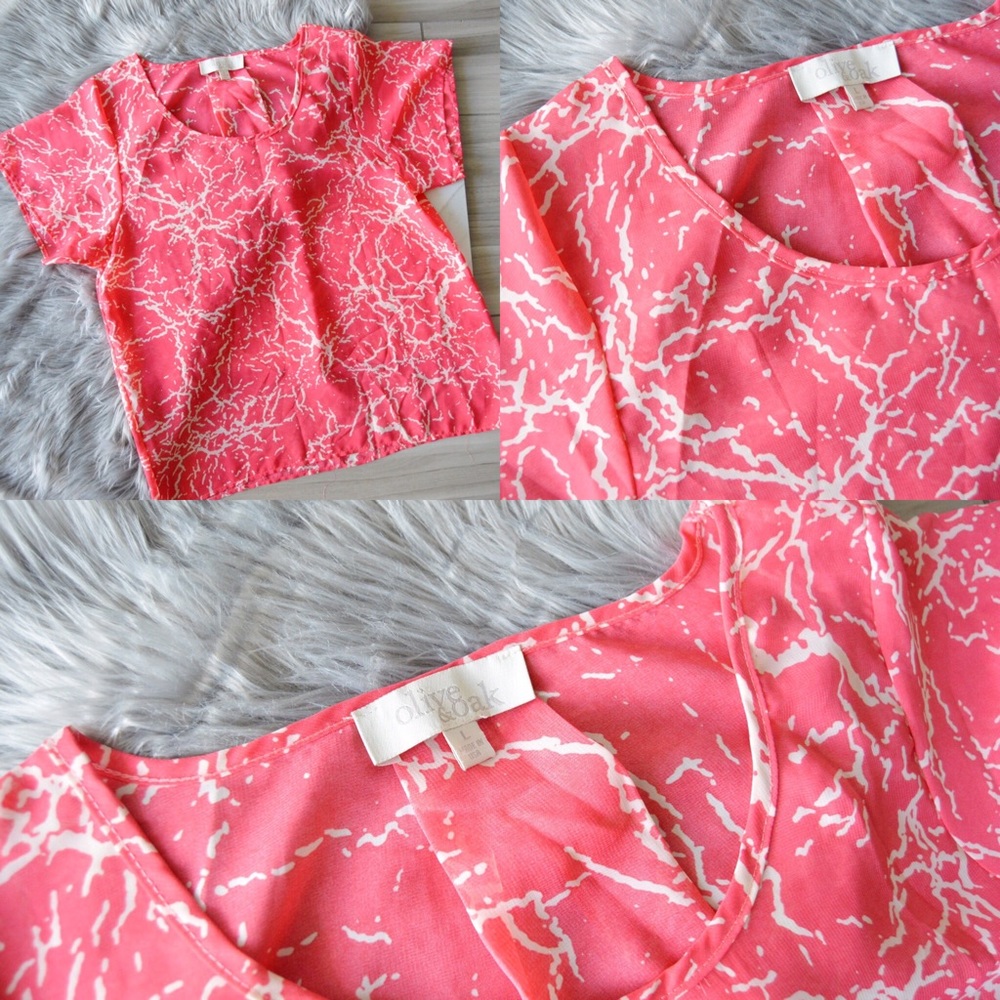 Olive & Oak semi sheer coral pink & Ivory top