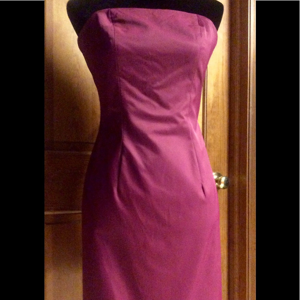 Express strapless plum dress
