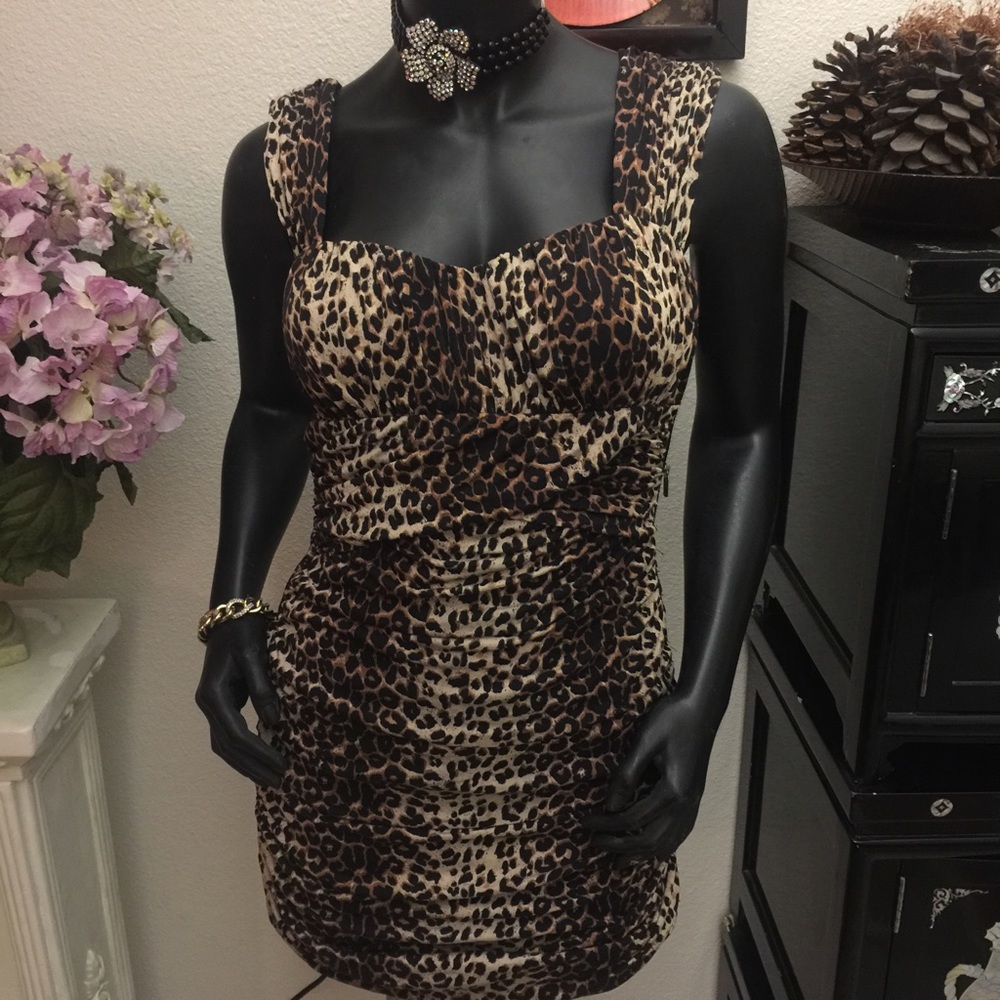 Bebe sexy cheetah ruched dress