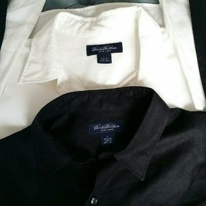 2 Brooks Brothers Mens L Linen Button Down Shirts