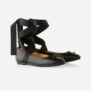 NWT! Black Express Lace Up Ballet Flats