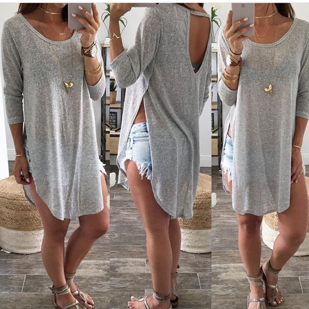 NWOT Gray 3/4 sleeve shirt