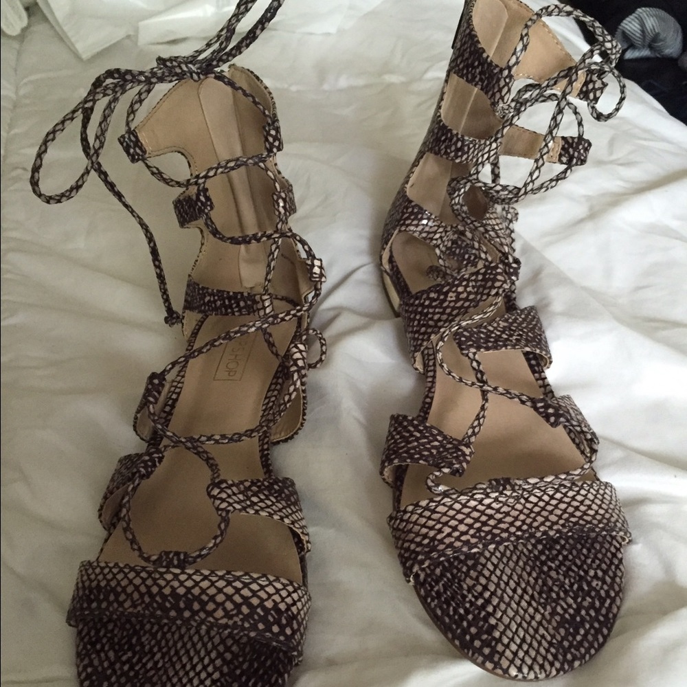 Top shop lace up python sandals