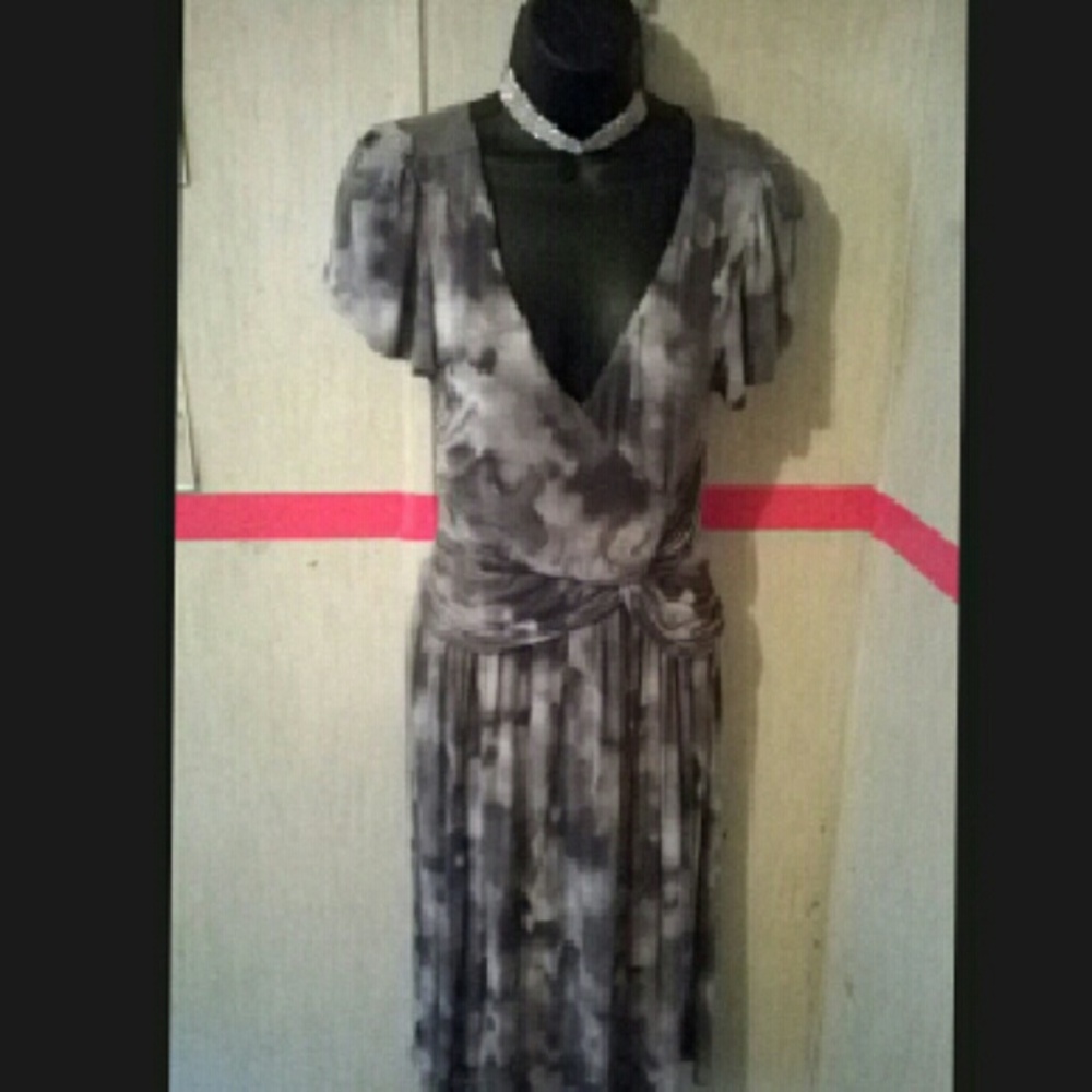 Grey/white soft comfortable dressy dress