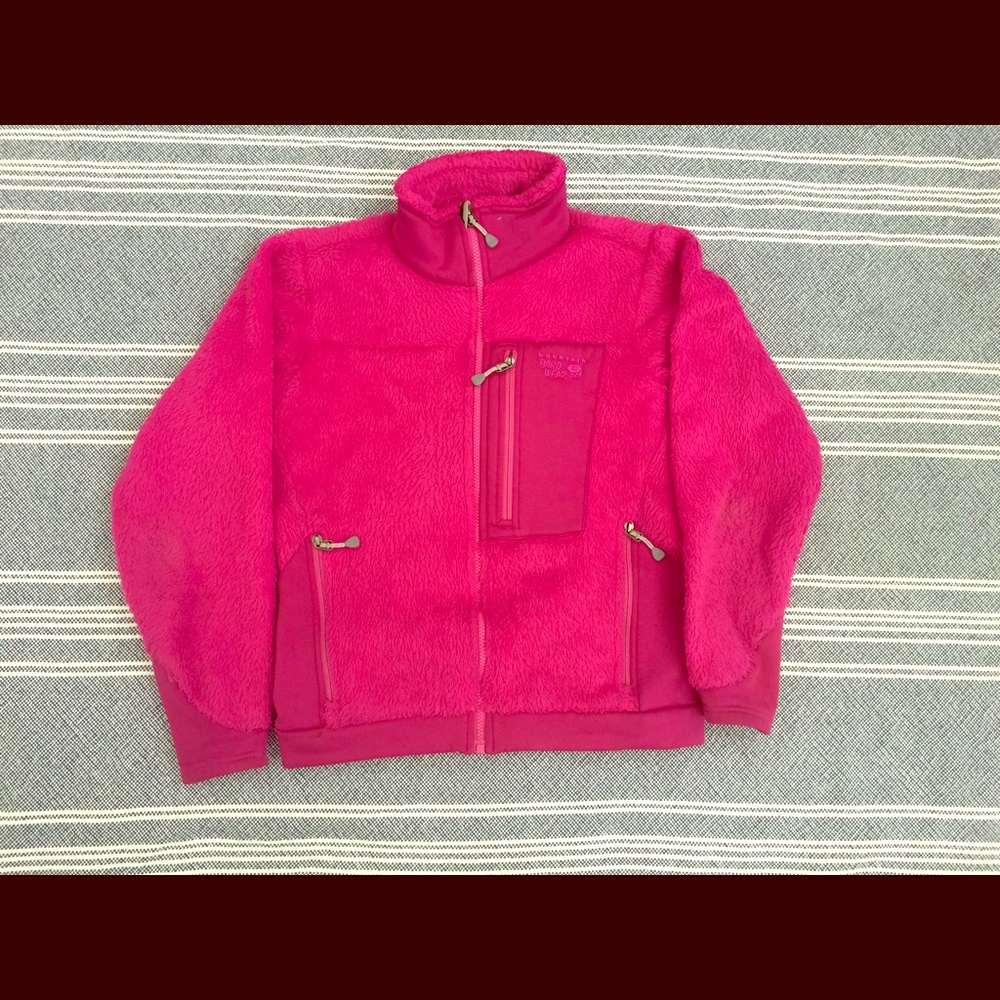 Hot pink Mountain Hardwear fleece.