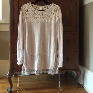 Free People Blush Pink Lace Gypsy Top
