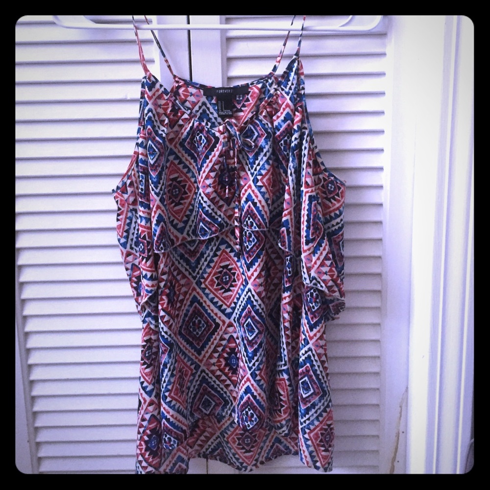 Red, white, and blue printed tank