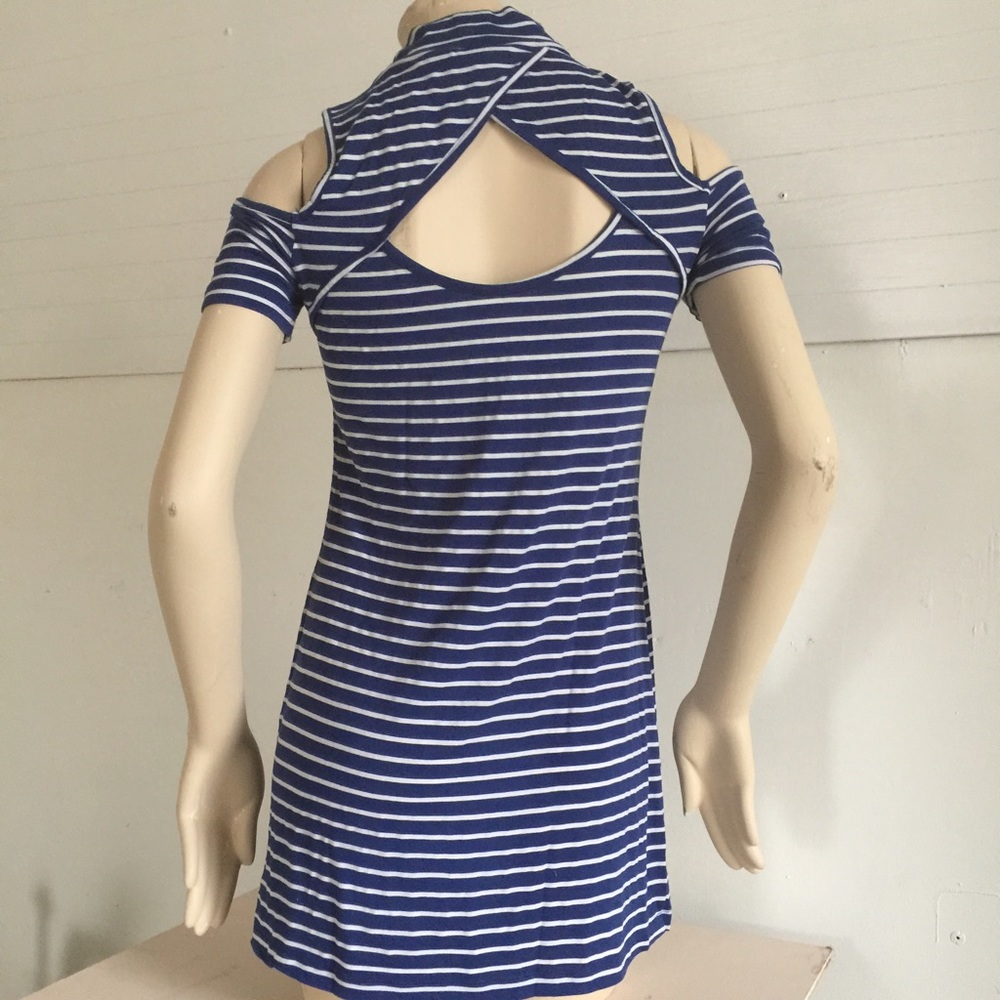 UK2LA Navy blue and white striped mini dress. - Picture 3 of 3
