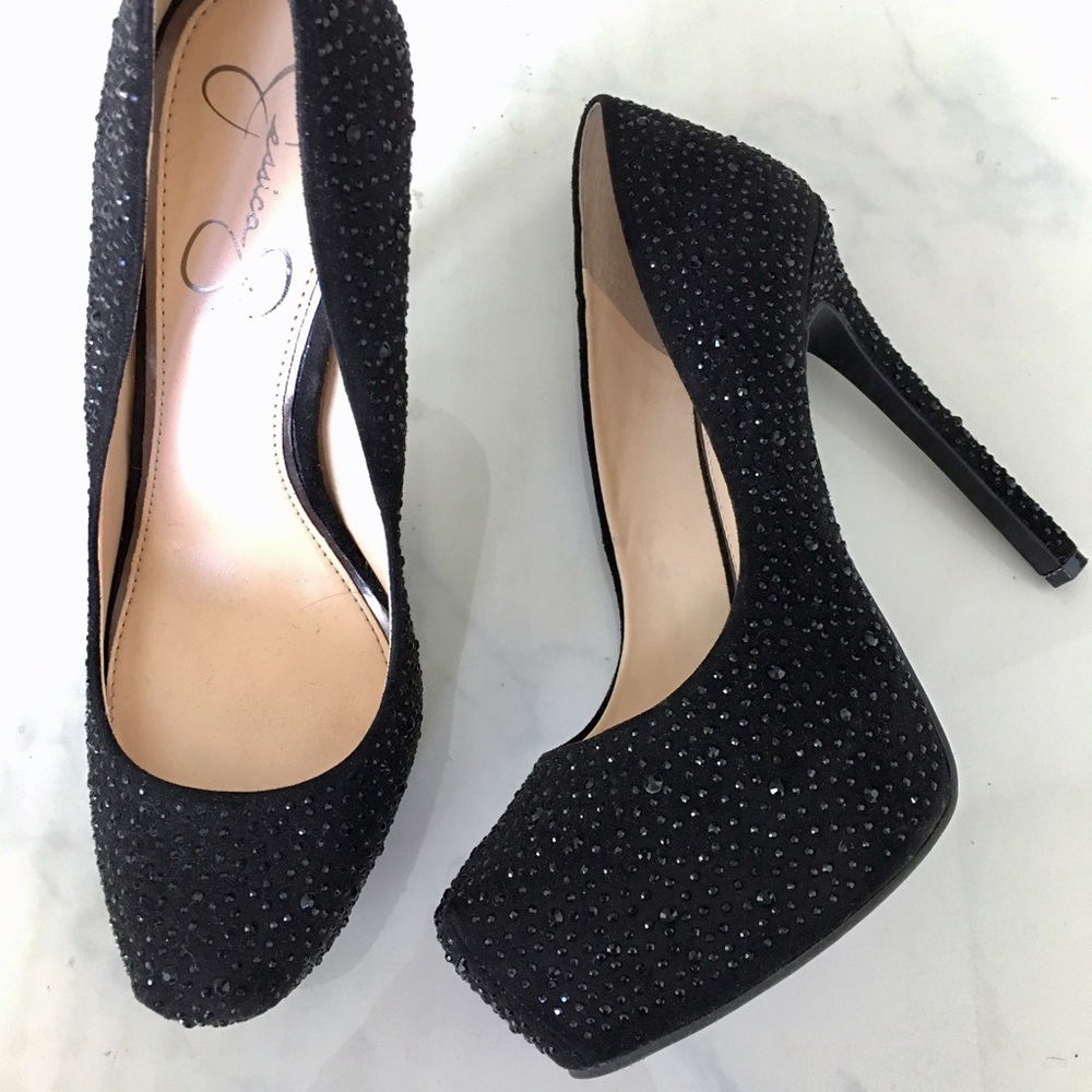 Jessica Simpson - Black Rhinestone Pumps -Size 8