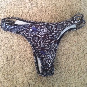 Snakeskin print bathing suit bottoms