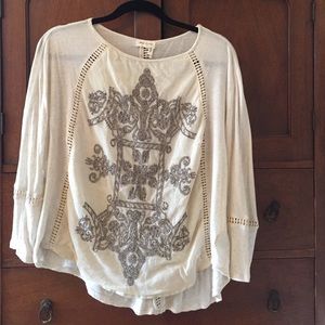 Anthropologie Embroidered Linen Top