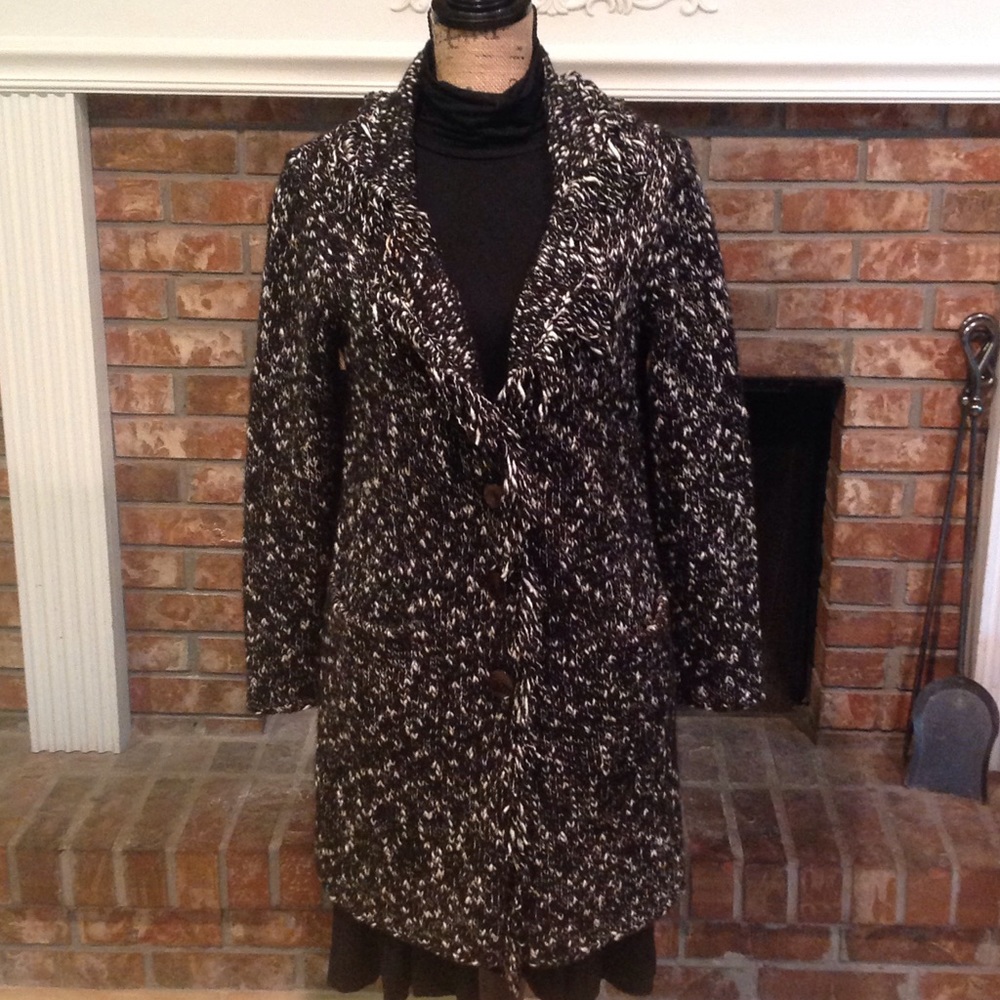 Chico's Black/White Sweater Jacket Sz 0