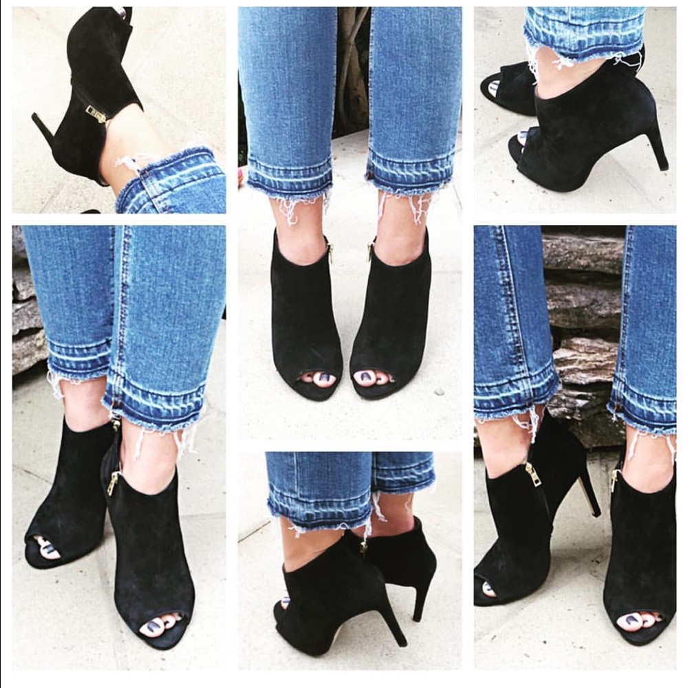 Ann Taylor peep toe Suede bootie 8.5, worn 1 time!
