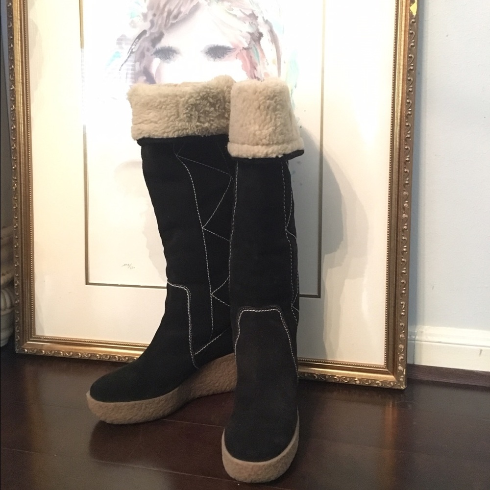 Michael Cors suede winter wedge boots