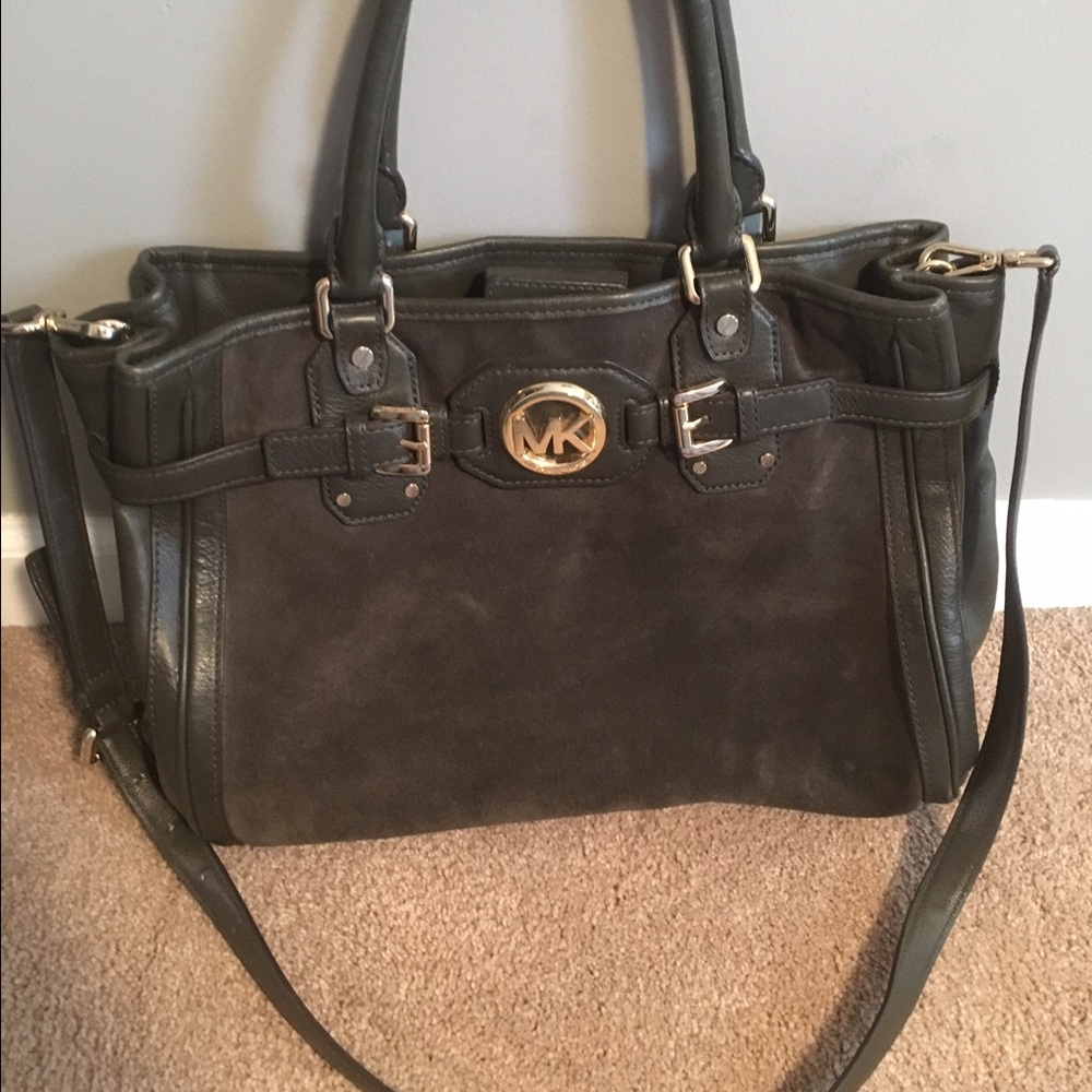 Suede green & gold Michael Kors Handbag Crossbody