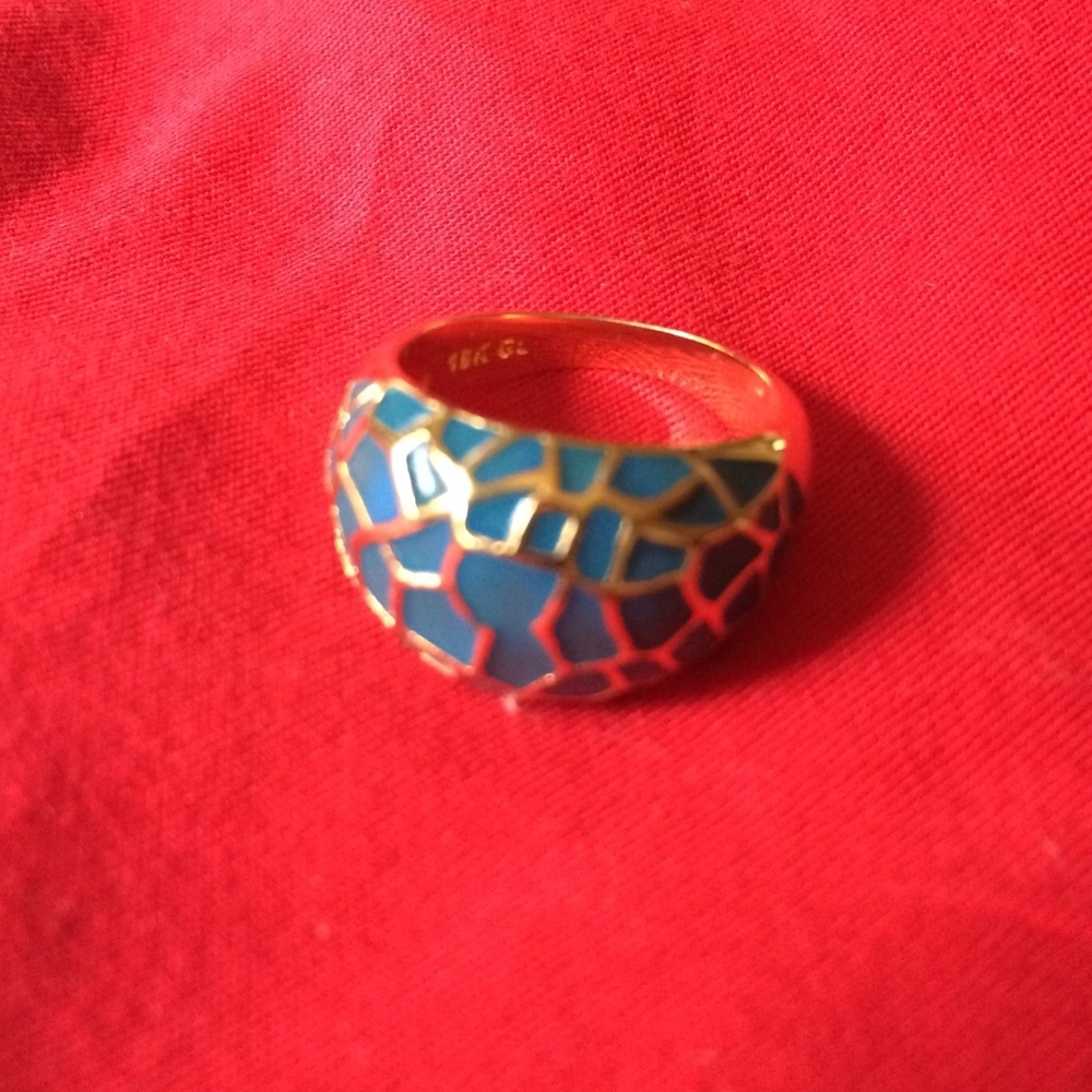 Blue Enamel gold plated ring