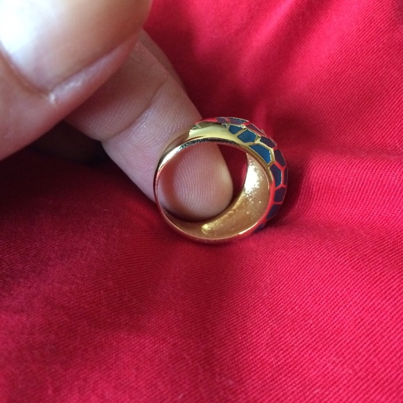 Blue Enamel gold plated ring - Picture 4 of 4