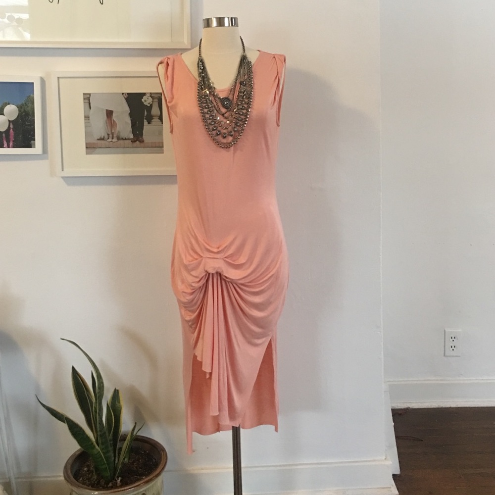Light Pink Asymmetrical Knotted Dress