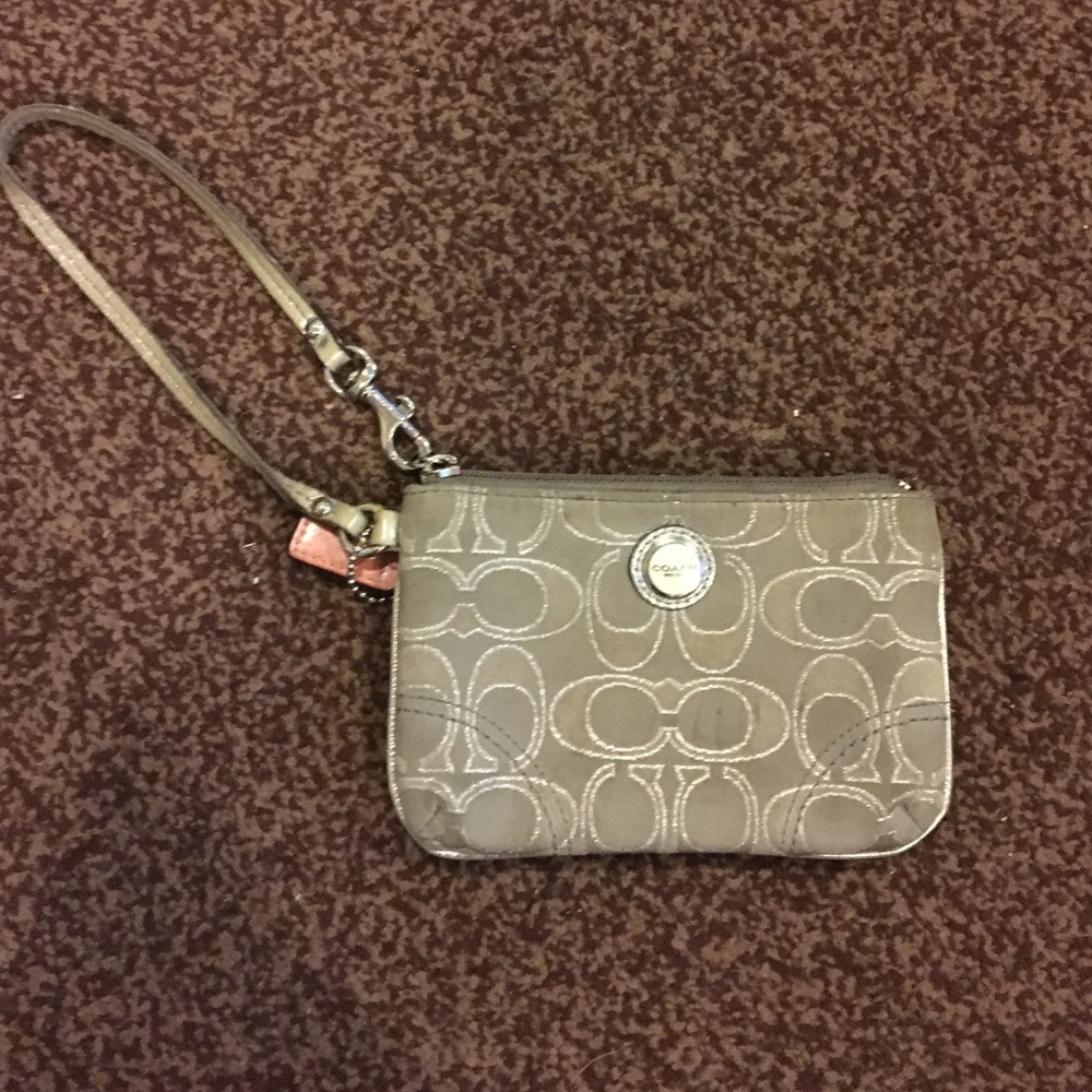 Authentic Silver and Grey Coach Wristlet