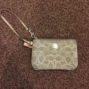 Authentic Silver and Grey Coach Wristlet