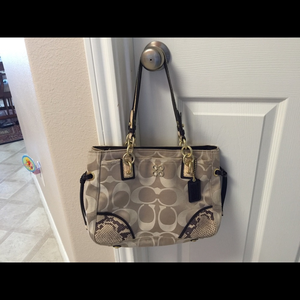 COACH SIGNATURE PYTHON CARRYALL TOTE