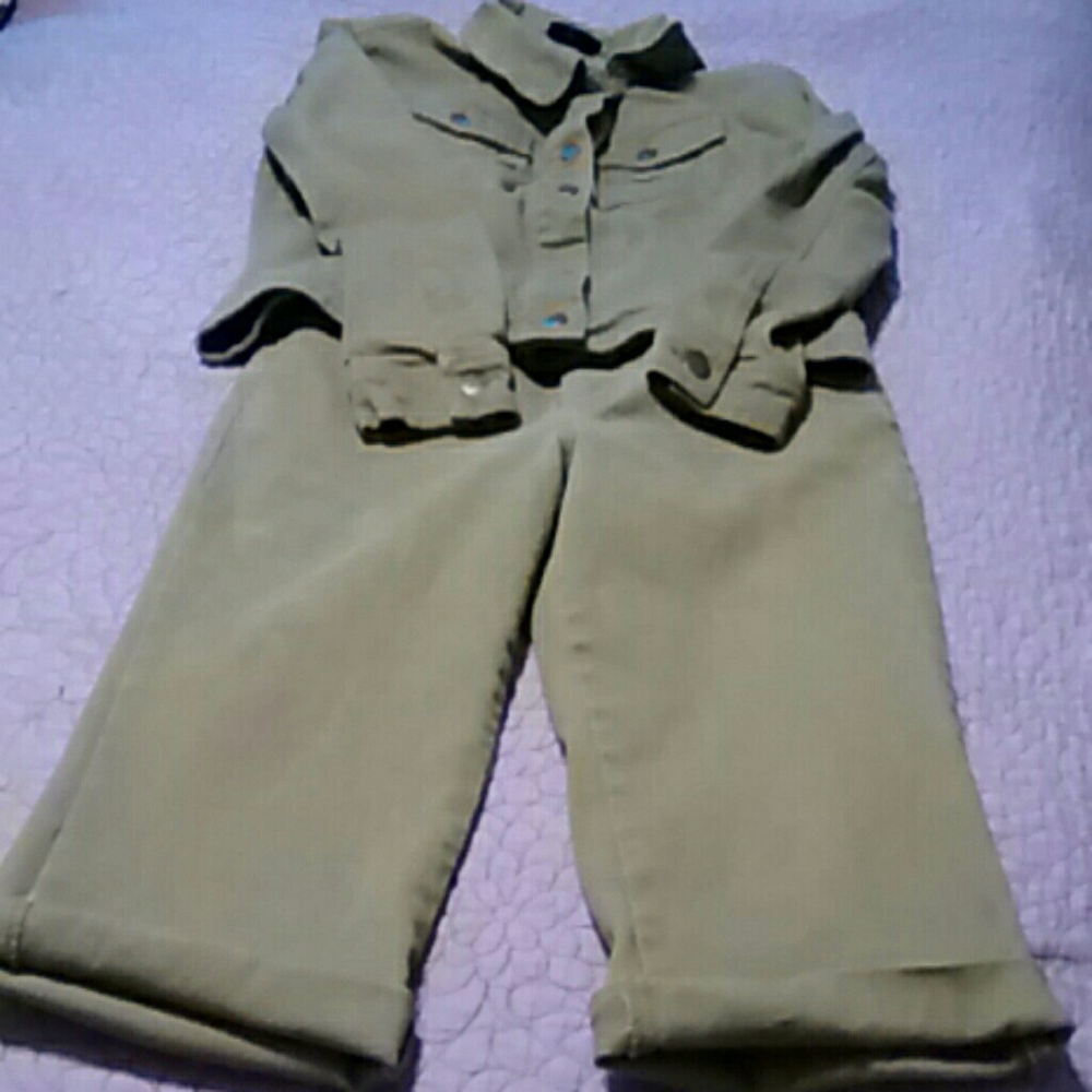 Olive green Denim Outfit