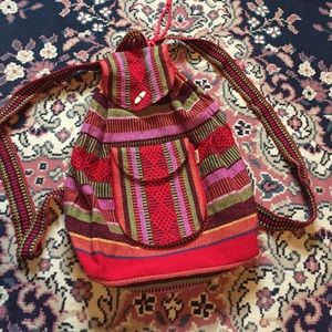 Multicolored Woven Backpack