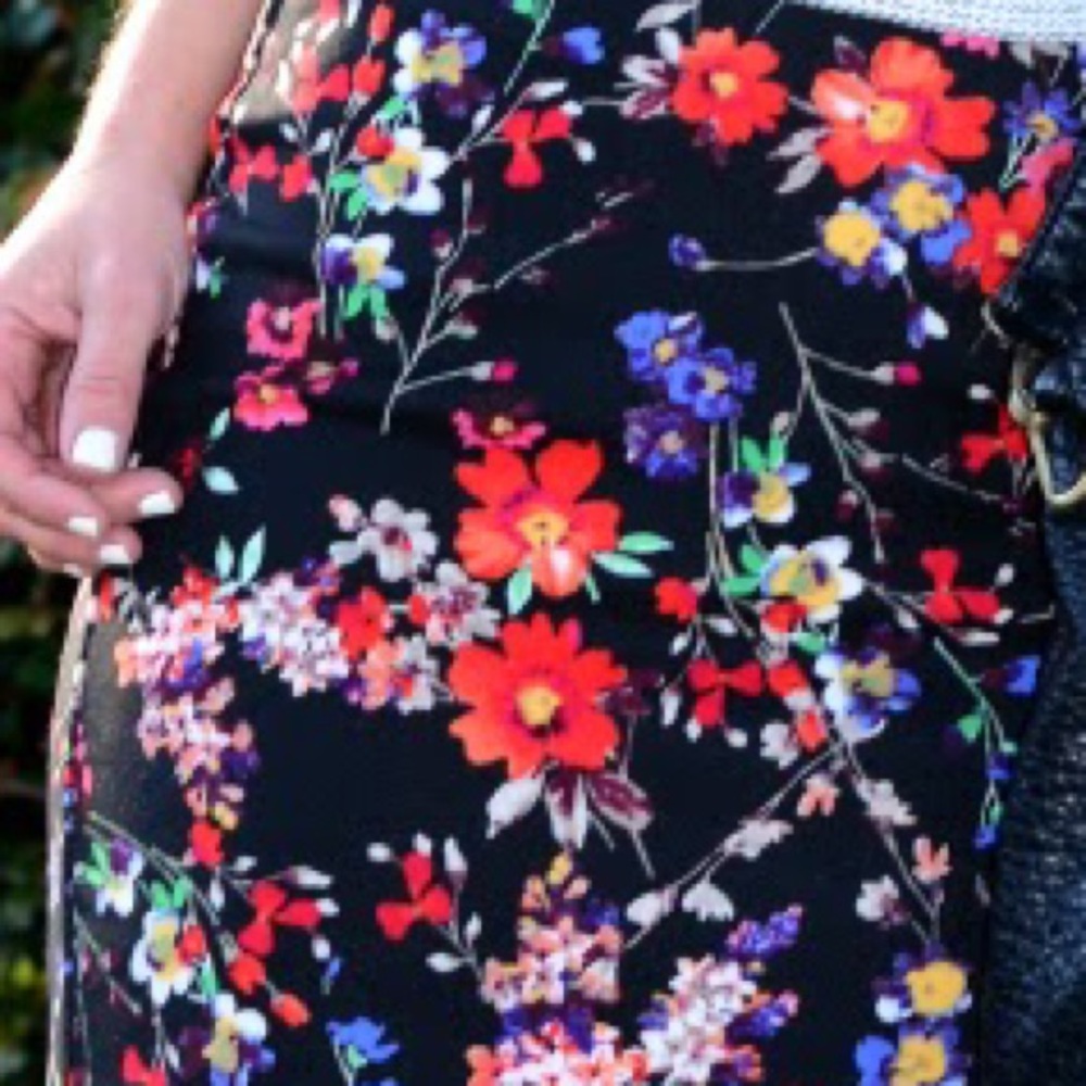 Express floral high waisted pencil skirt
