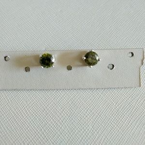 Green stud earrings