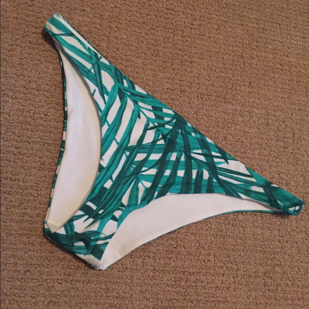 Green & white reversible tropical bikini bottoms