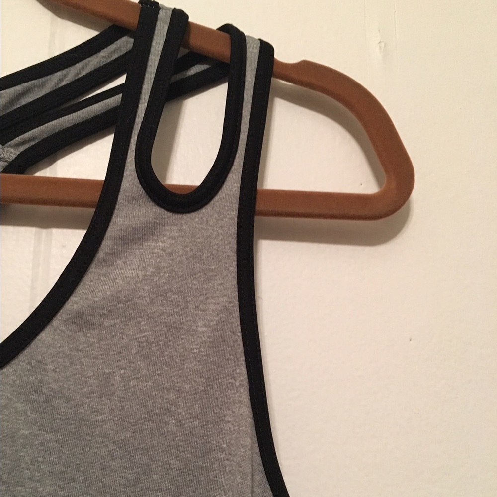 Gray and black workout top
