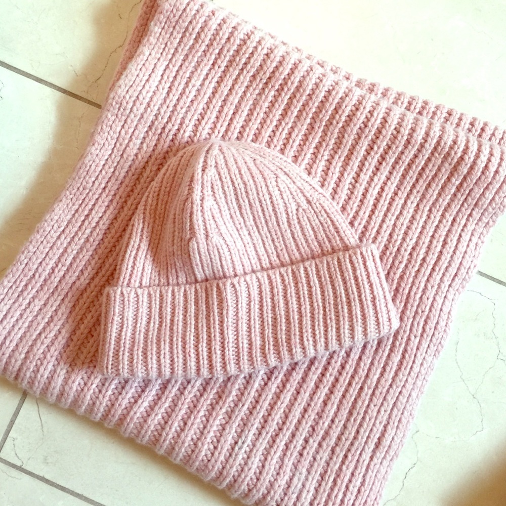 J. Crew pink Infinity scarf and beanie, super soft