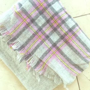 J. crew plaid pink/grey/yellow blanket scarf