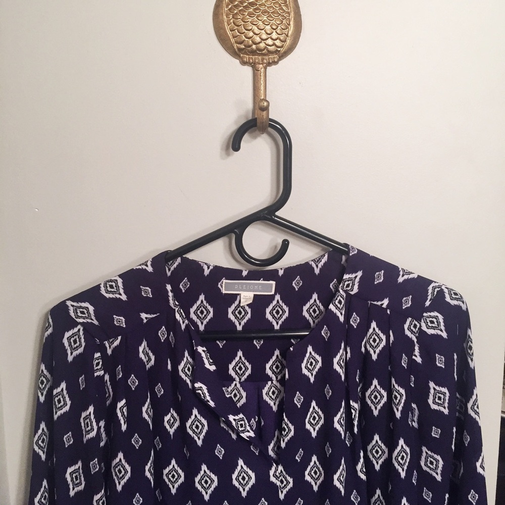 Pretty Indigo Ikat Blouse, Size S (fits S/M)