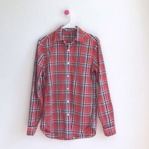 🎉🎊 HP J. Crew red plaid button down shirt