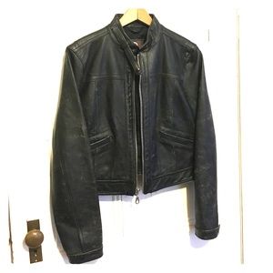 Worn Leather Cropped Jacket